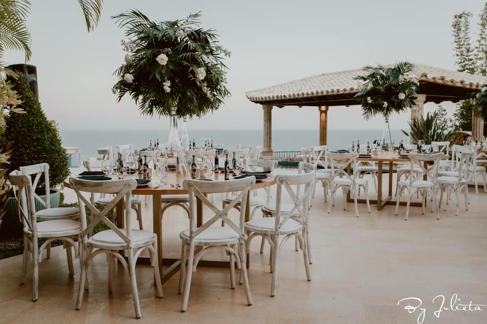 outdoor waterfront wedding reception