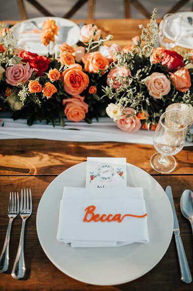 orange rose wedding reception centerpiece