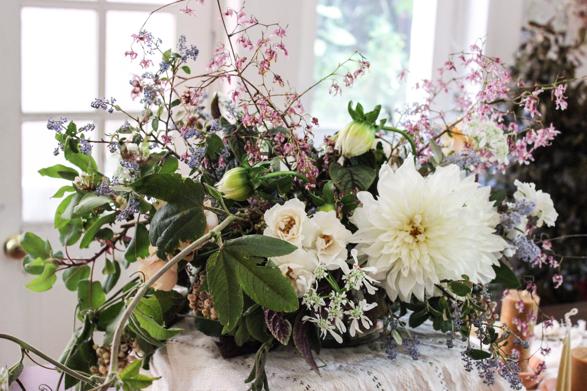 white floral centerpiece